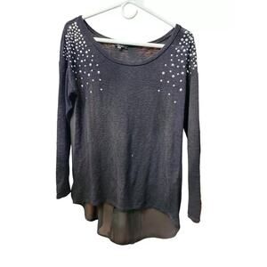 Soprano Medium Black Long Sleeve‎ Embellished Top